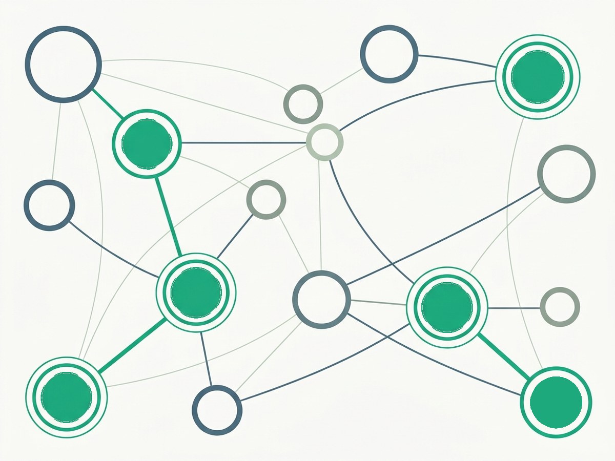 Abstract constellation of carrier nodes, verified ones marked with concentric rings
