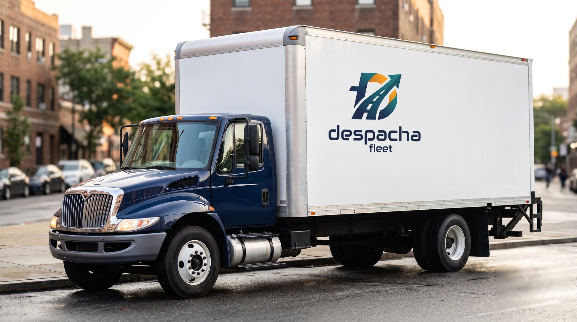 A Despacha Fleet 26-foot box truck on a city street